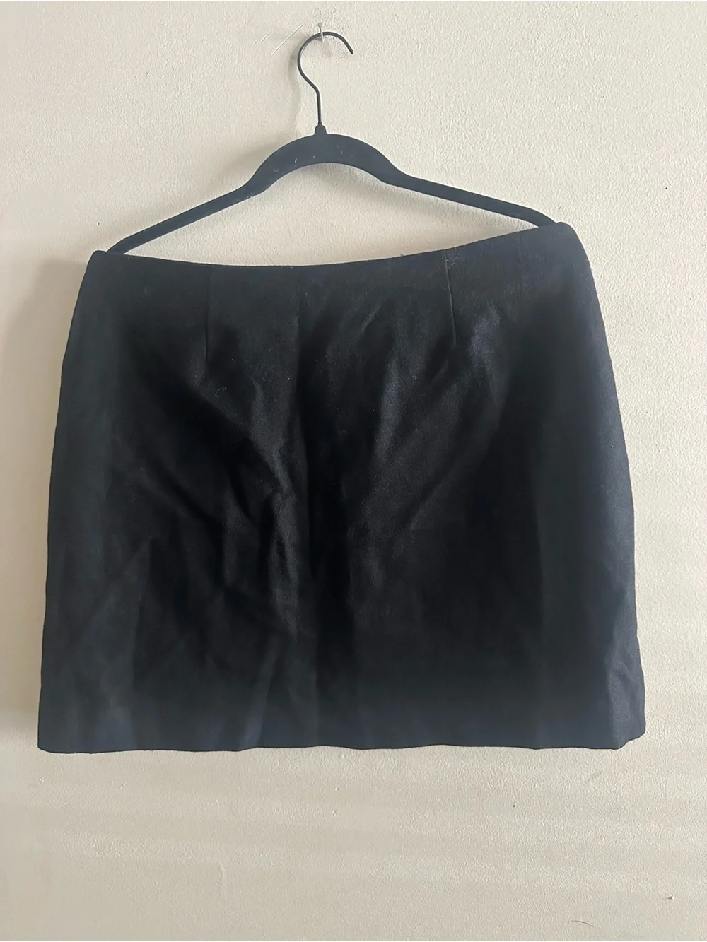 New York & Company Black Mini Wrap Skirt - Clean Wrap Front Wool Skirt